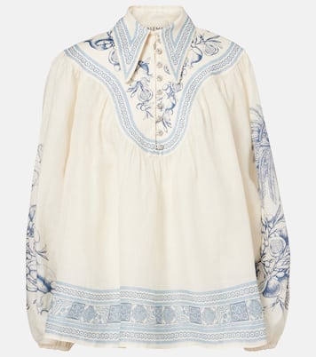 Villa Romantica printed ramie blouse | Alémais
