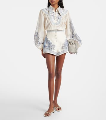 Villa Romantica printed ramie blouse | Alémais