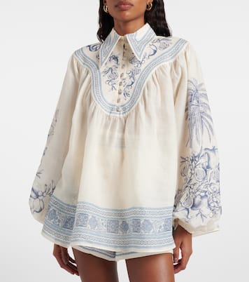 Villa Romantica printed ramie blouse | Alémais