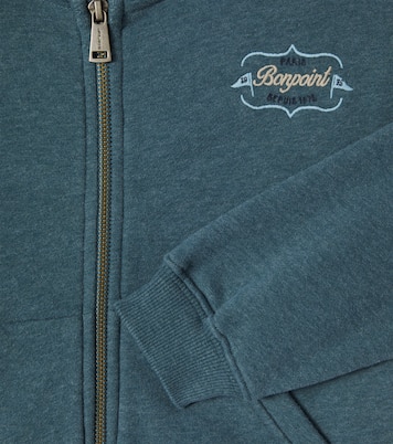 Logo cotton jersey zip-up hoodie | Bonpoint