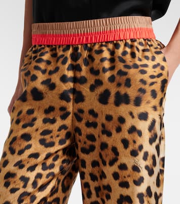 Leopard-print silk straight pants | Roberto Cavalli