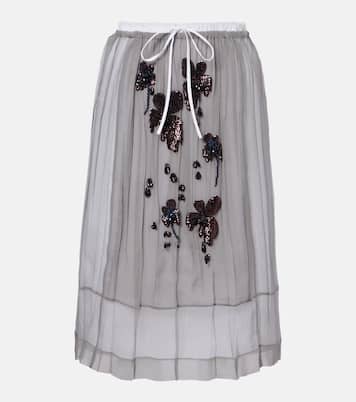 Sequined silk chiffon midi skirt | Prada