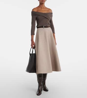 Clarissa off-shoulder cotton-blend top | Velvet