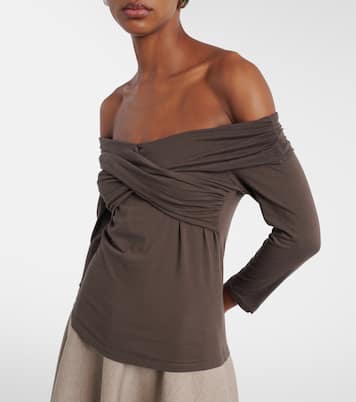 Clarissa off-shoulder cotton-blend top | Velvet