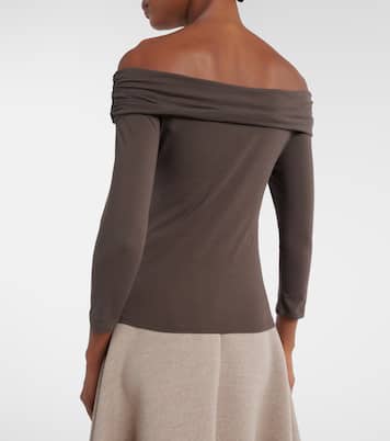 Clarissa off-shoulder cotton-blend top | Velvet