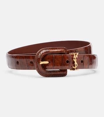 Cassandre croc-effect leather belt | Saint Laurent