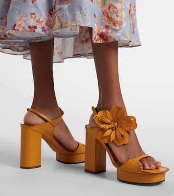 Brightside Platform floral-appliqué leather sandals | Zimmermann