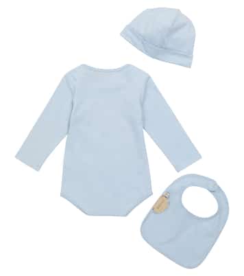 Baby logo cotton bodysuit, hat and bib set | Gucci Kids