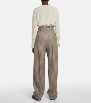 Pantalon droit en laine, soie et lin | Brunello Cucinelli