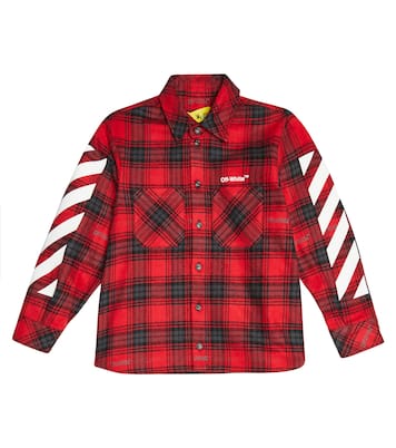 Camisa en mezcla de algodón a cuadros | Off-White Kids