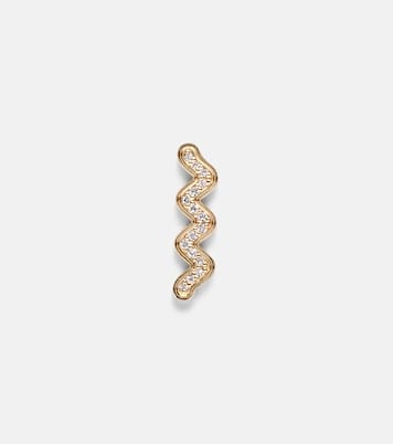 Boucle d’oreille unique Wavy Stud en or 14 ct et diamants | Sydney Evan