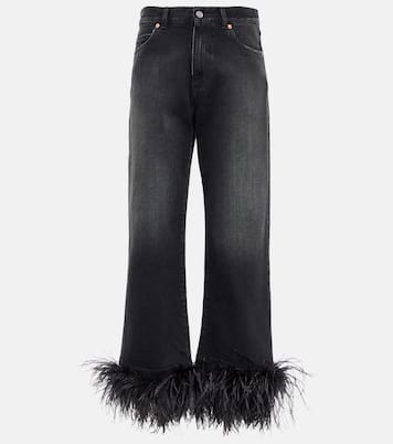 Jeans a gamba larga con piume | Valentino