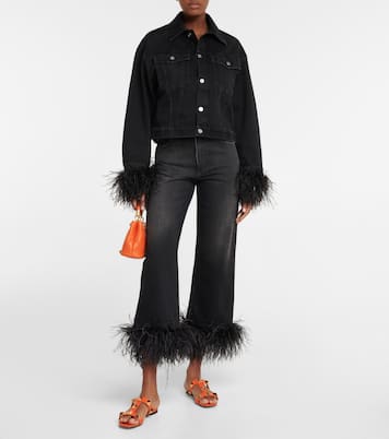 Jeans a gamba larga con piume | Valentino