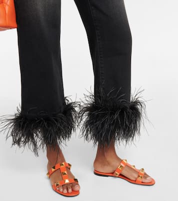 Jeans a gamba larga con piume | Valentino