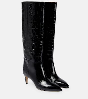 Croc-effect leather knee-high boots | Paris Texas