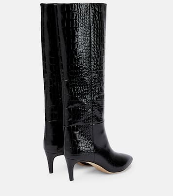Croc-effect leather knee-high boots | Paris Texas