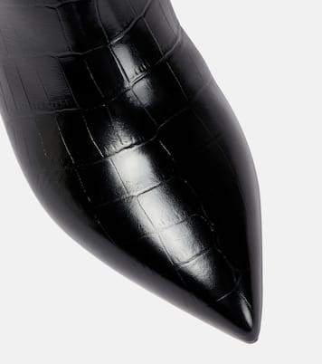 Croc-effect leather knee-high boots | Paris Texas