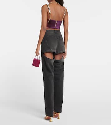 Embellished cotton-blend cropped top | Area