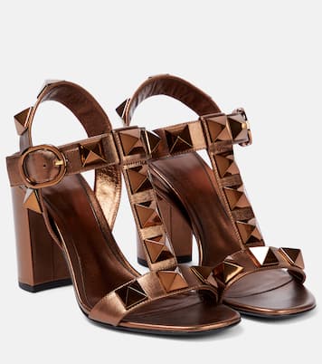 Sandalen Roman Stud 90 aus Metallic-Leder | Valentino Garavani