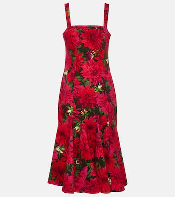 Vestido midi en popelín floral | Oscar de la Renta
