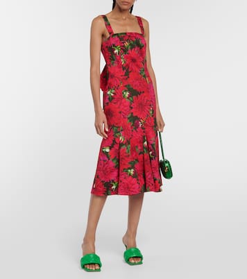 Vestido midi en popelín floral | Oscar de la Renta