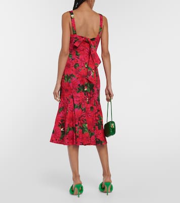 Vestido midi en popelín floral | Oscar de la Renta