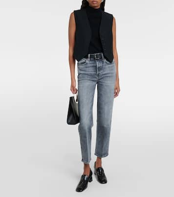 Jeans 70s Stove Pipe cropped de tiro alto | Re/Done