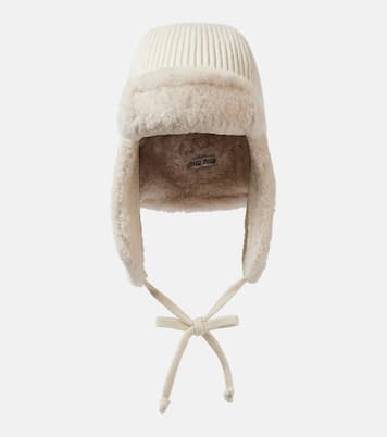 Shearling-trimmed wool and cashmere hat | Miu Miu