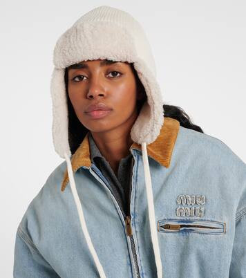 Shearling-trimmed wool and cashmere hat | Miu Miu
