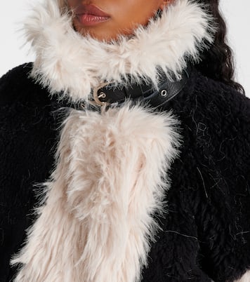 Oversized faux fur-trimmed wool jacket | Sacai
