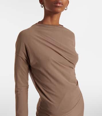 Draped mesh jersey maxi dress in beige Lemaire Mytheresa