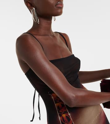 Printed mesh slip dress | Jean Paul Gaultier