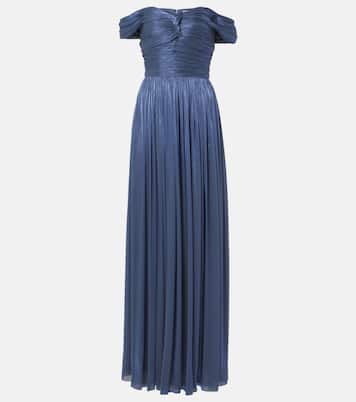 Ruched off-shoulder gown | Costarellos