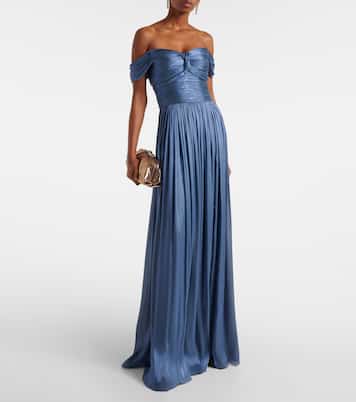 Ruched off-shoulder gown | Costarellos