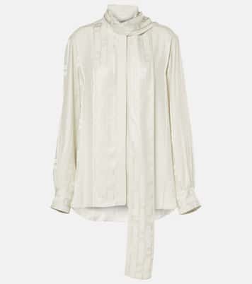 Scarf-detail satin jacquard blouse | Tod's