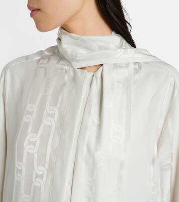 Scarf-detail satin jacquard blouse | Tod's