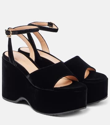 Sandalias con cuña de terciopelo | Gianvito Rossi