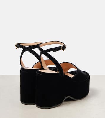 Sandalias con cuña de terciopelo | Gianvito Rossi