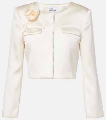 Blazer Cream 3D Flower in raso | Self-Portrait