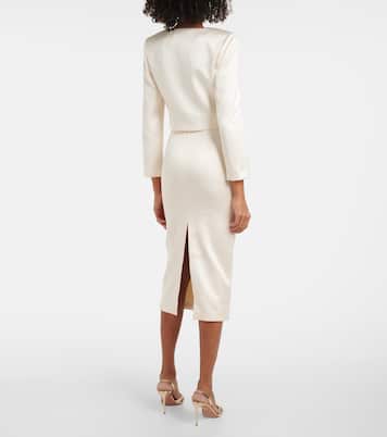 Blazer Cream 3D Flower in raso | Self-Portrait