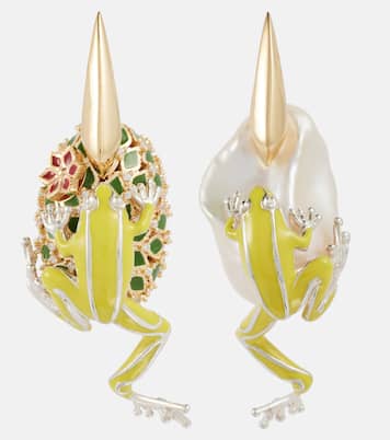 Orecchini Rana in argento sterling bagnato in oro 18kt con perle | Bottega Veneta