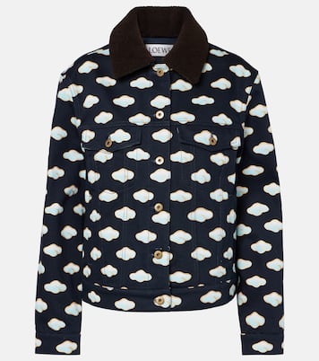 Giacca di jeans con shearling e stampa | Loewe