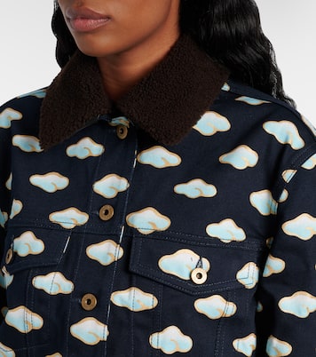 Giacca di jeans con shearling e stampa | Loewe
