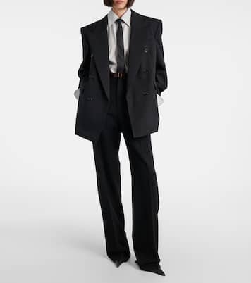 Blazer doppiopetto in canvas di lana | Saint Laurent
