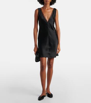Minikleid Barb aus Satin mit Spitze | Leset