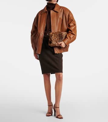 Leopard-print calf hair clutch | Saint Laurent