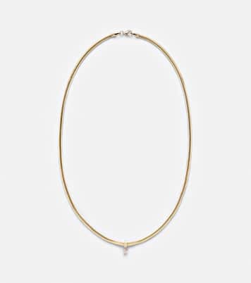 Serpentine 14kt gold necklace with diamond | Stone and Strand