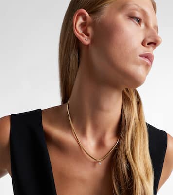 Serpentine 14kt gold necklace with diamond | Stone and Strand