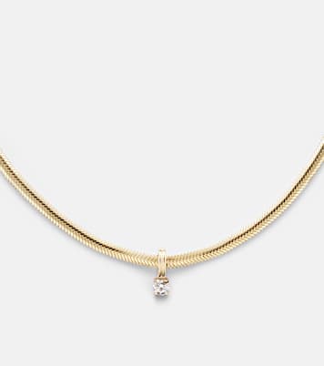 Serpentine 14kt gold necklace with diamond | Stone and Strand