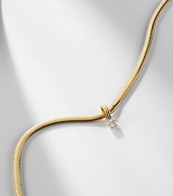 Serpentine 14kt gold necklace with diamond | Stone and Strand